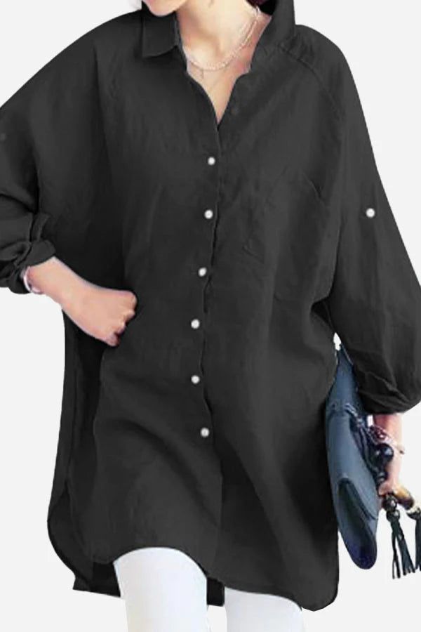 Antea - Camicia di lino oversized Nero