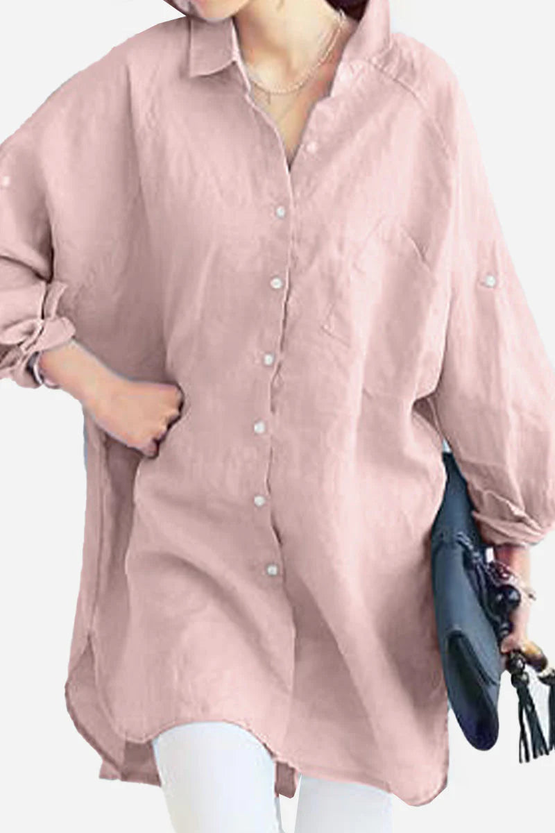 Antea - Camicia di lino oversized Rose