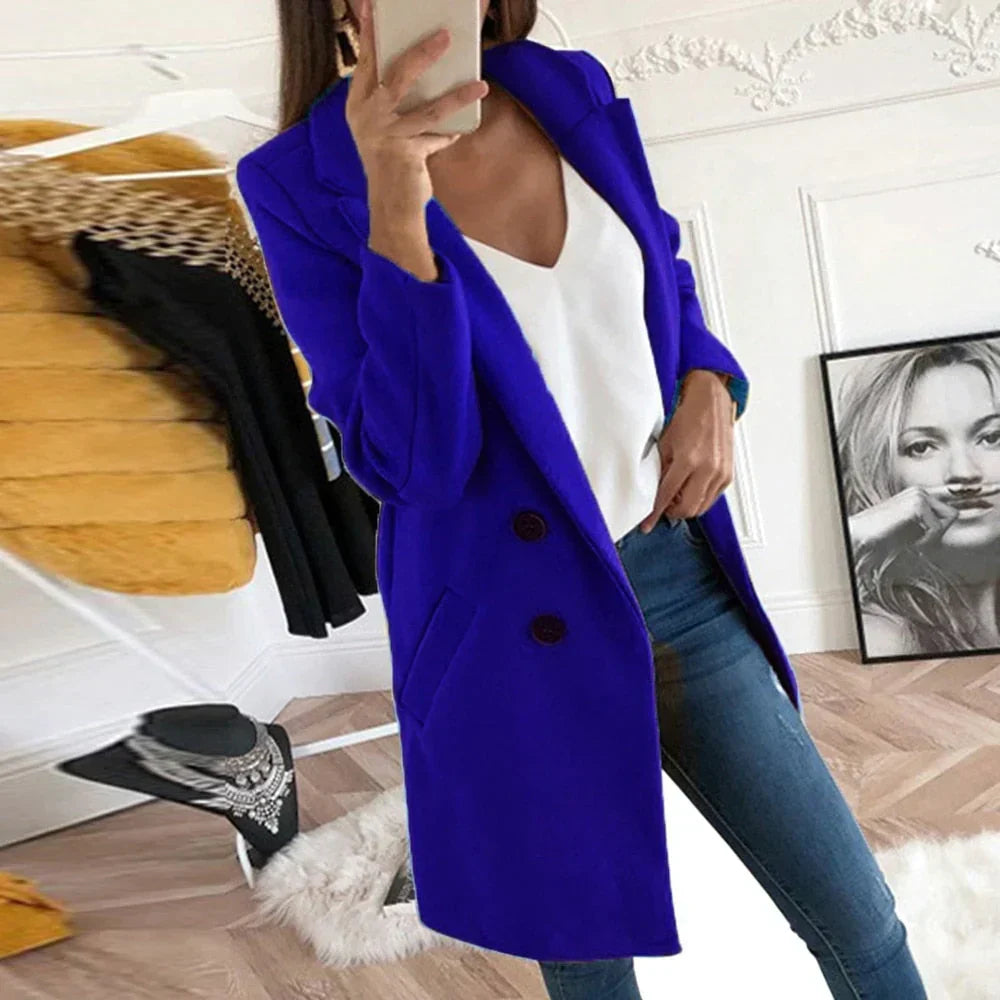 Antonella - Cappotto classico elegante da donna Arancione Blu scuro