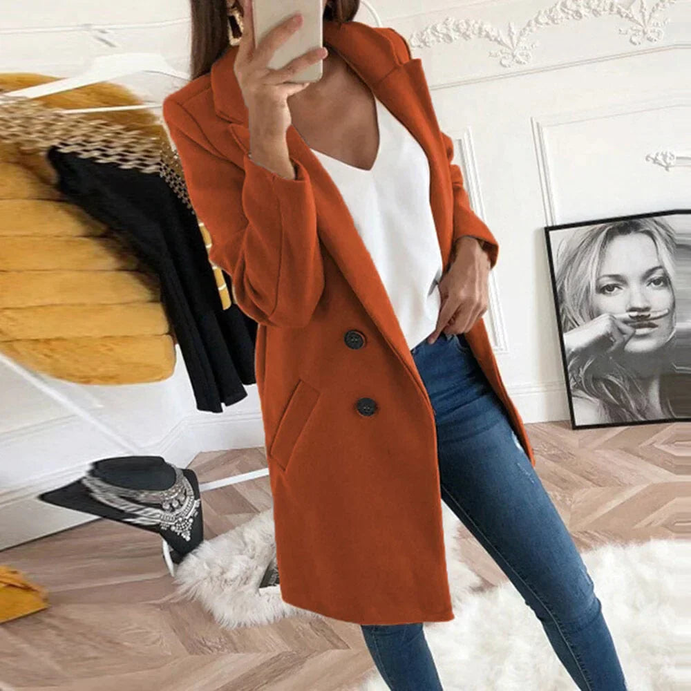 Antonella - Cappotto classico elegante da donna Arancione scuro