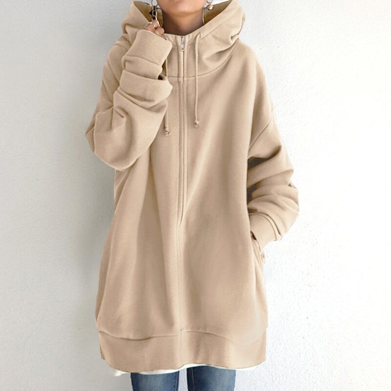 Arabella - Felpa invernale oversize con cappuccio donna Beige