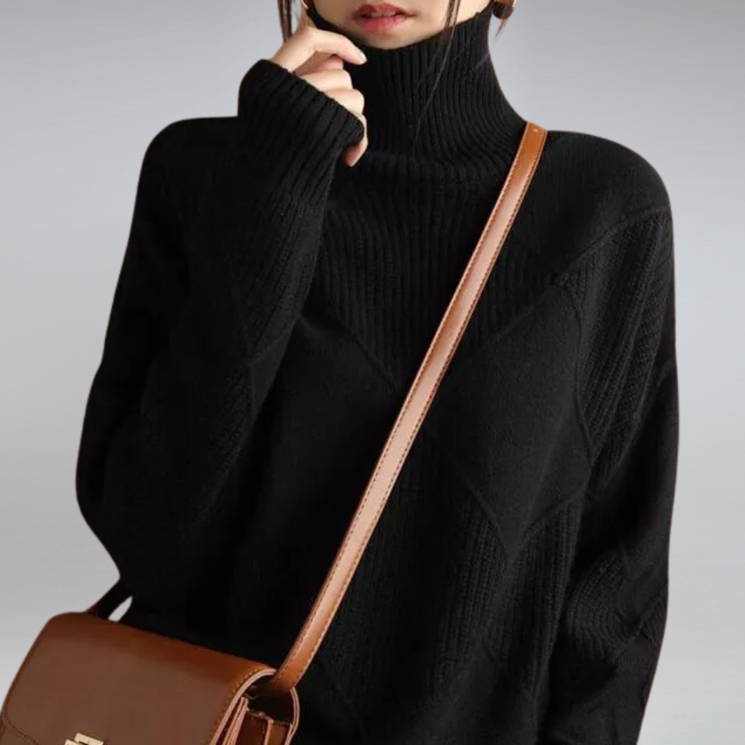 Arcangela - Maglione dolcevita in cashmere da donna Nero