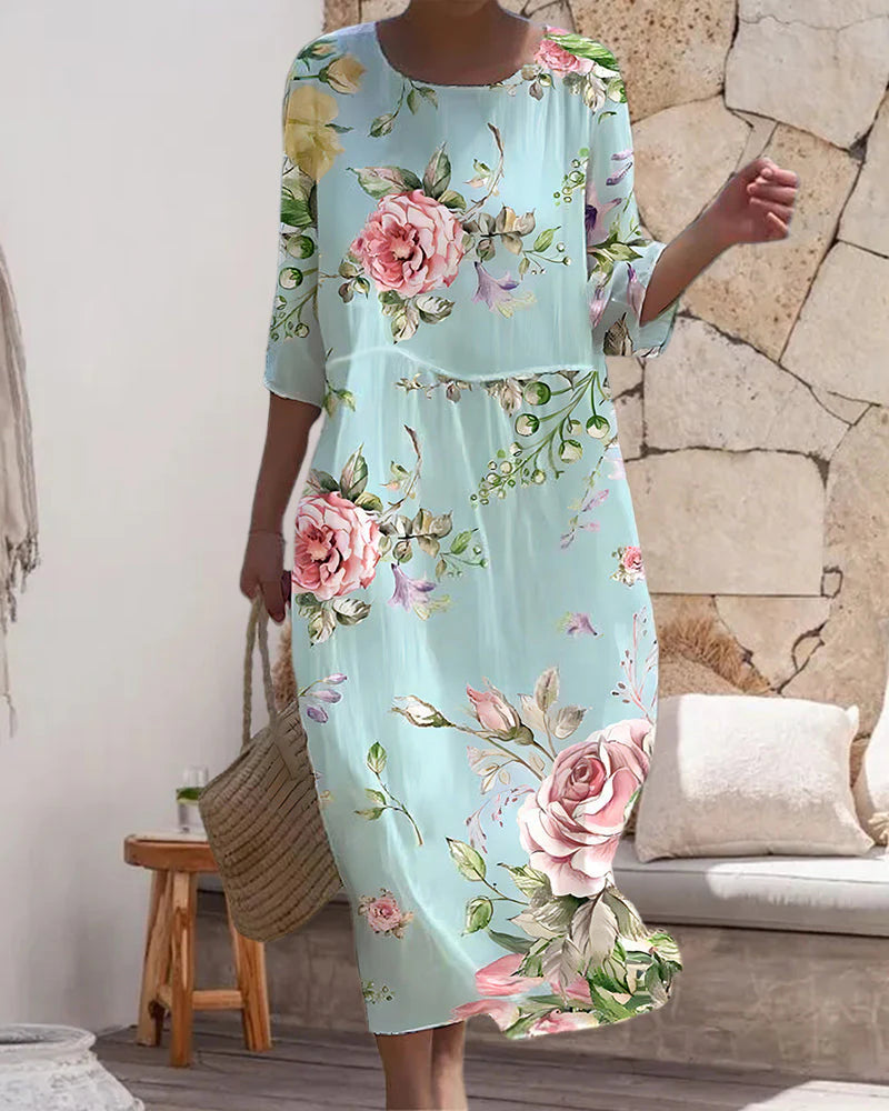 Arianna - Abito elegante panciuto abito floreale Blu