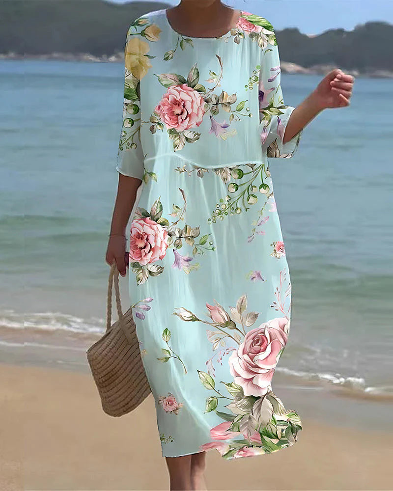 Arianna - Abito elegante panciuto abito floreale Blu 2