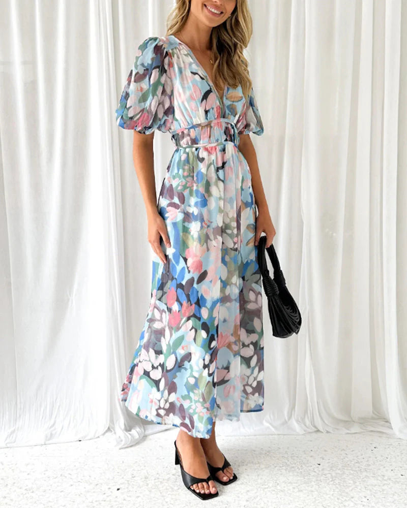 Ariela - Elegante abito floreale Blu