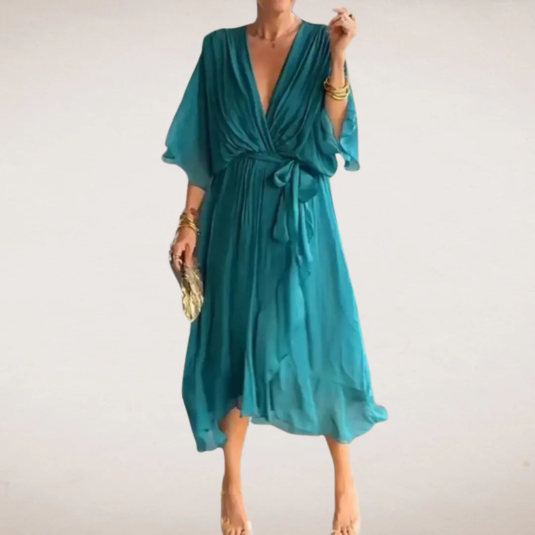 Aristea - Elegante Abito con Cintura Blu