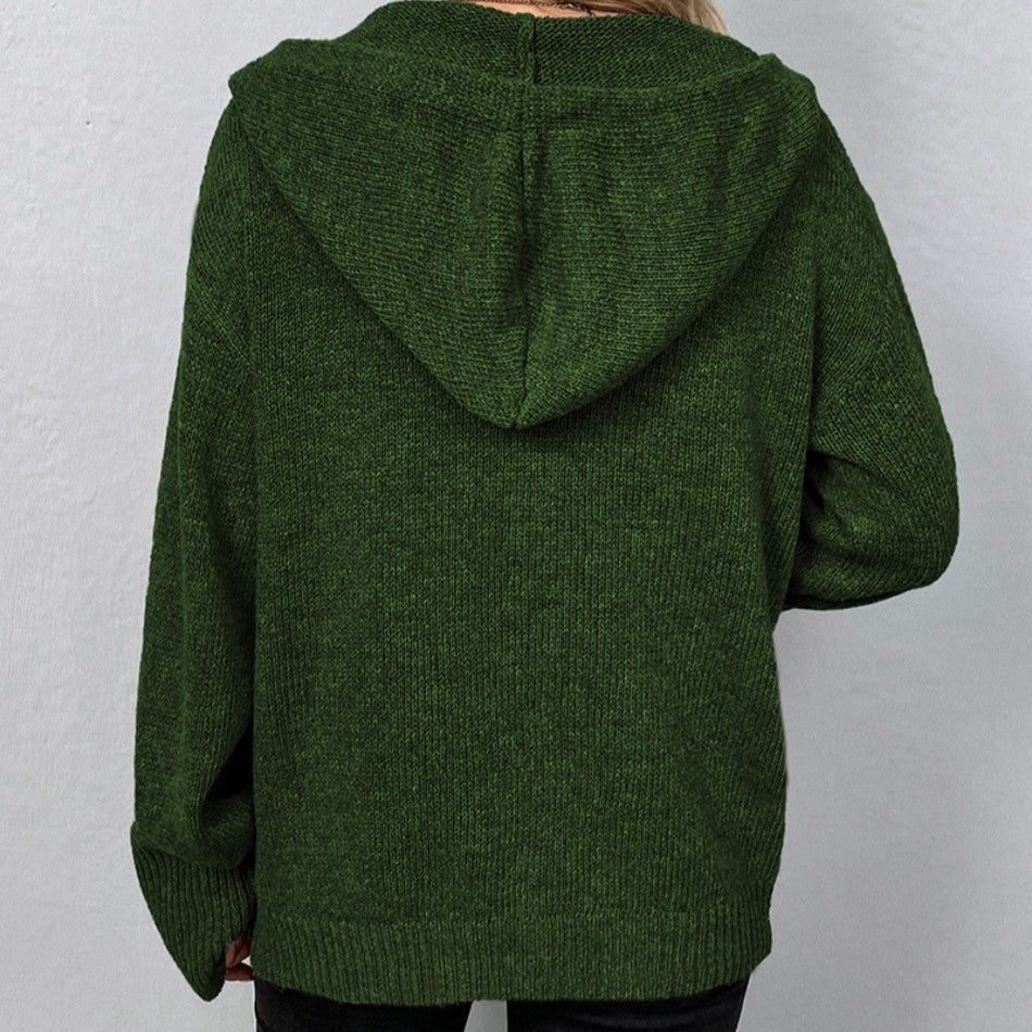 Armida - Cardigan con cappuccio e coulisse donna Verde