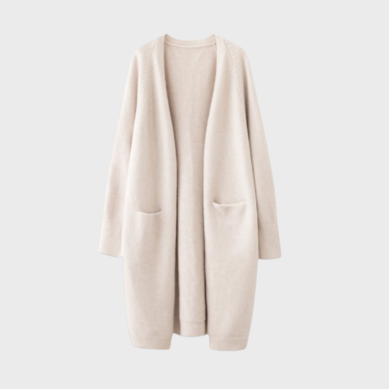 Aurora - Cardigan Lungo Elegante Donna Autunno Inverno Beige 3