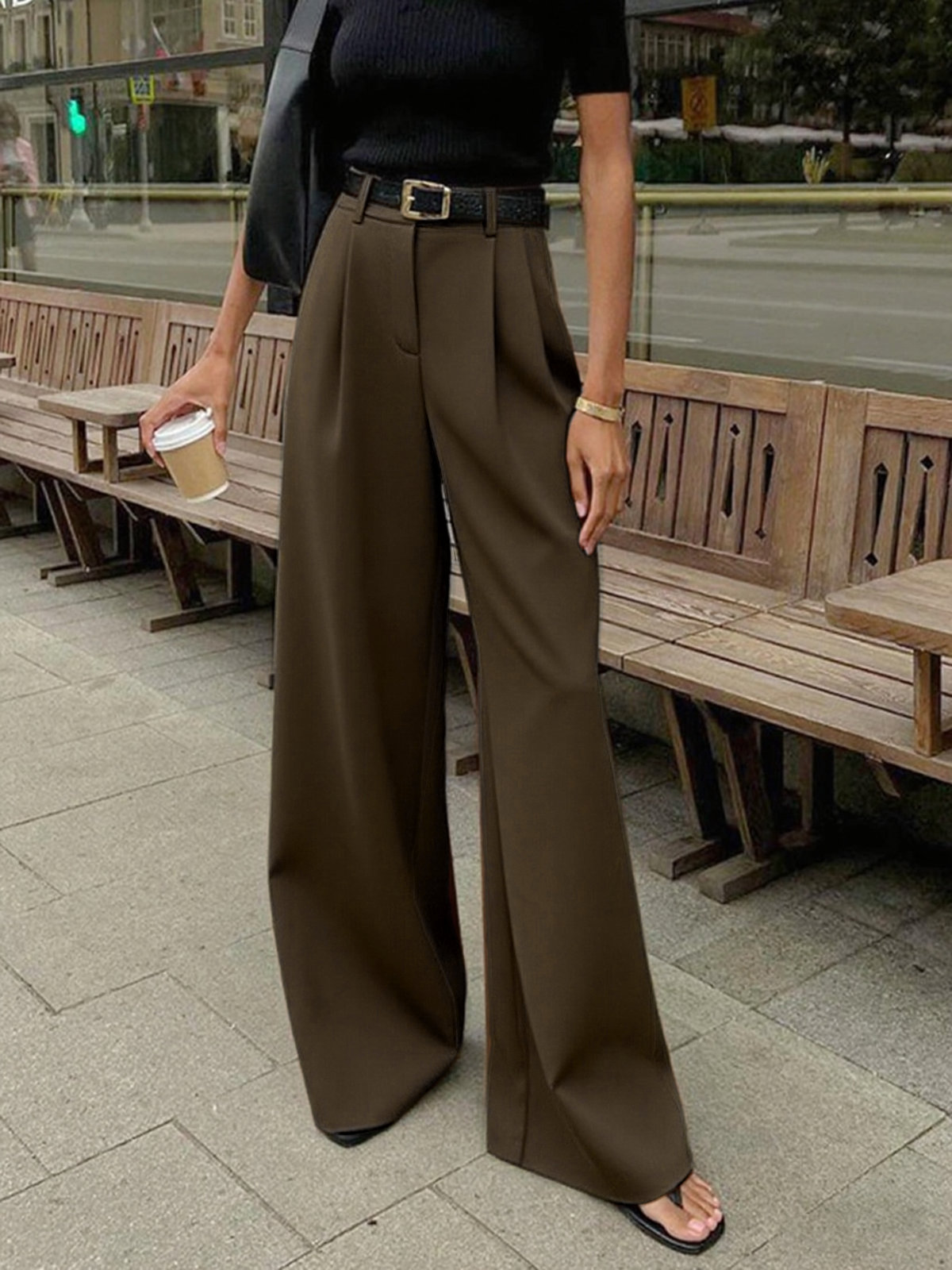 Gemma - Pantaloni Donna Gamba Larga Eleganti