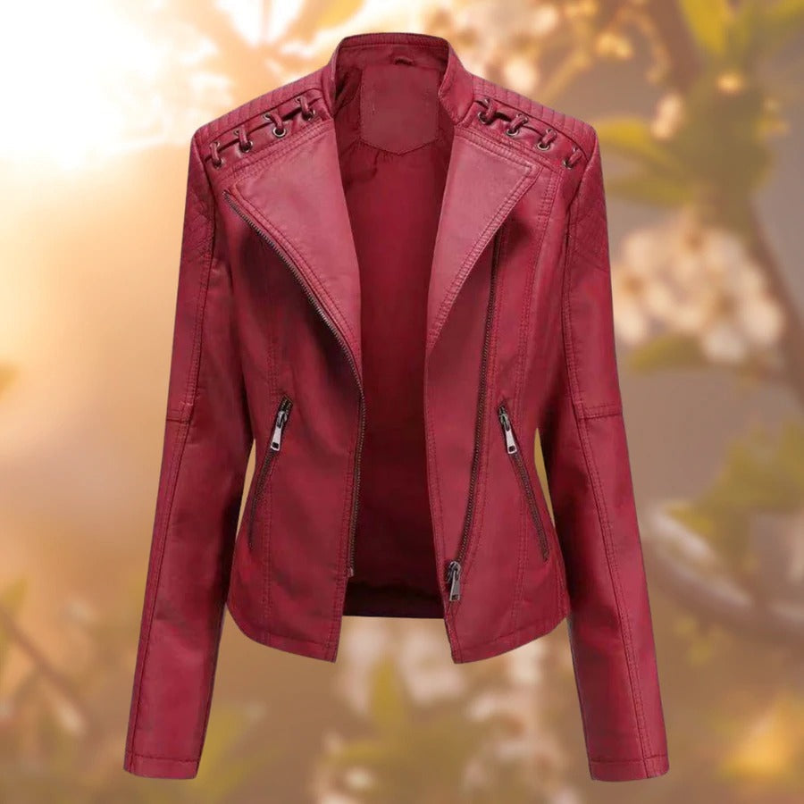 Berenice – Giacca Donna Elegante in Vera Pelle Rosso scuro