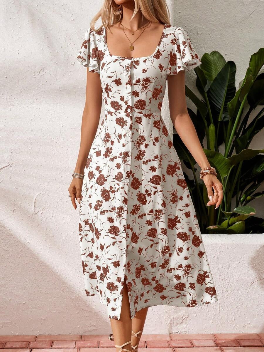 Bianca – Vestito Floreale Volant Vacanza Estiva Donna