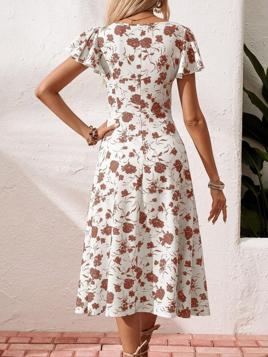 Bianca – Vestito Floreale Volant Vacanza Estiva Donna