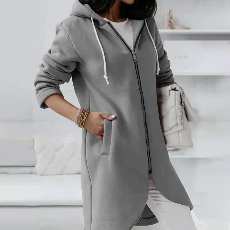 Bice - Felpa lunga con cappuccio e zip Grigio