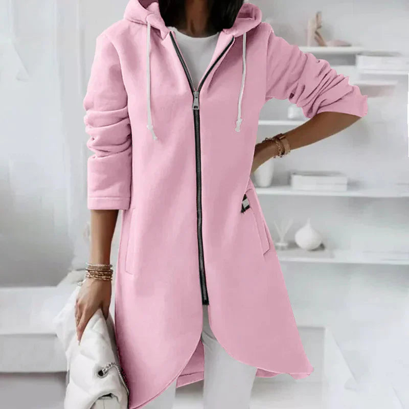 Bice - Felpa lunga con cappuccio e zip Rosa
