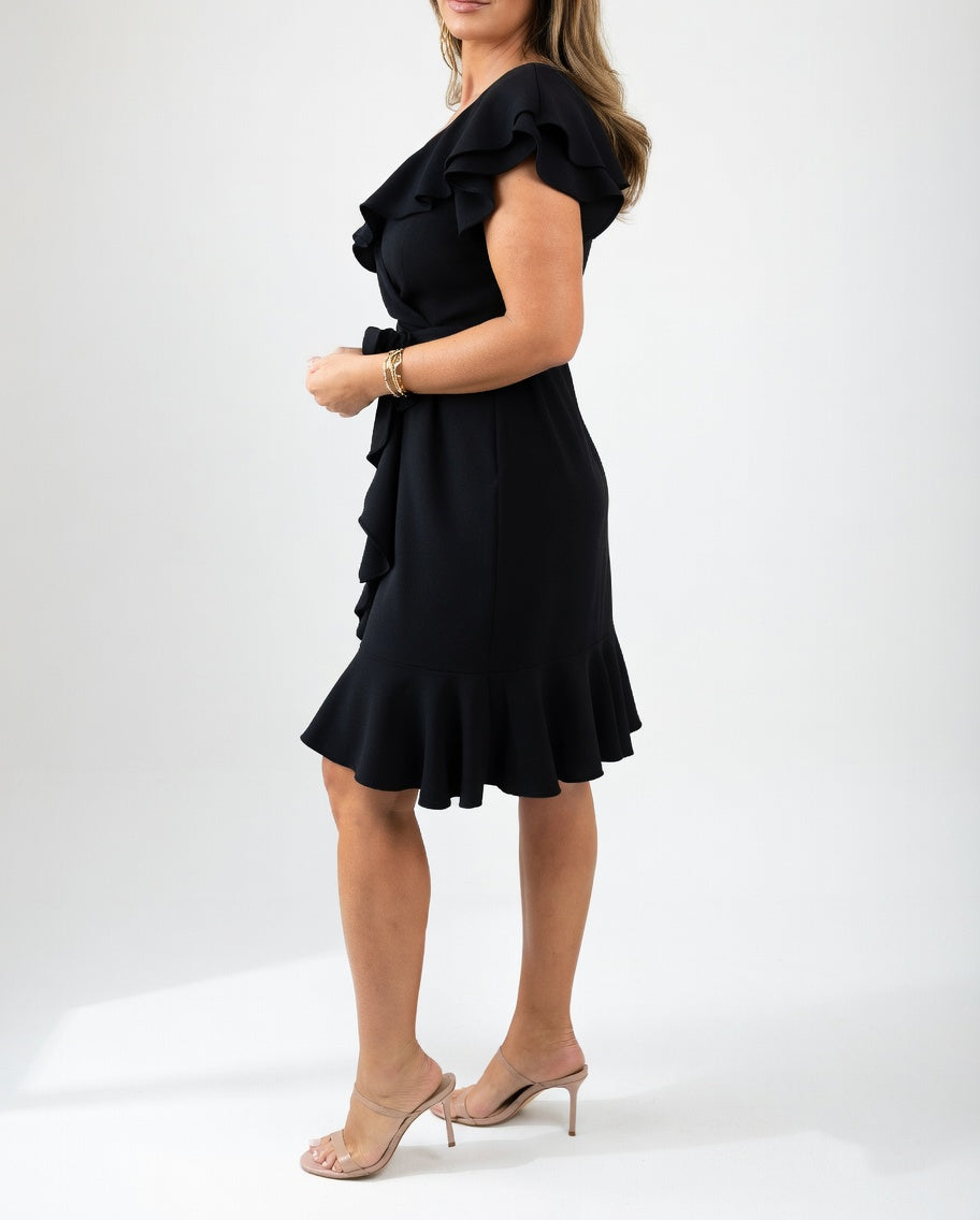 Nadina - Abito Portafoglio Elegante con Volant Donna