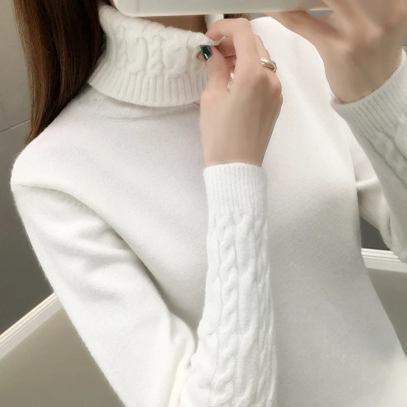 Blandina - Maglione a collo alto in maglia Bianco