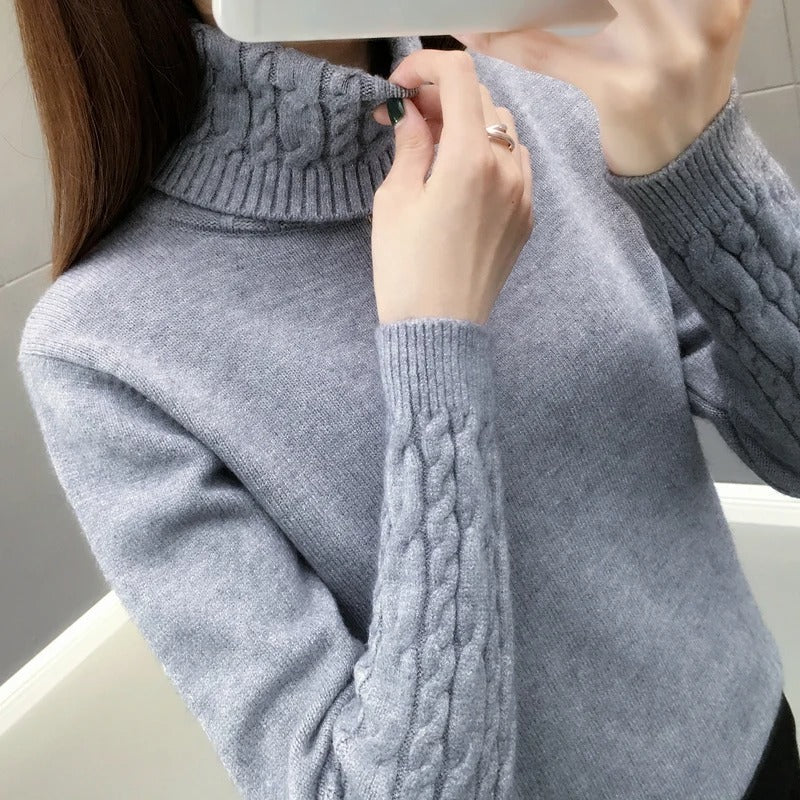 Blandina - Maglione a collo alto in maglia Blu