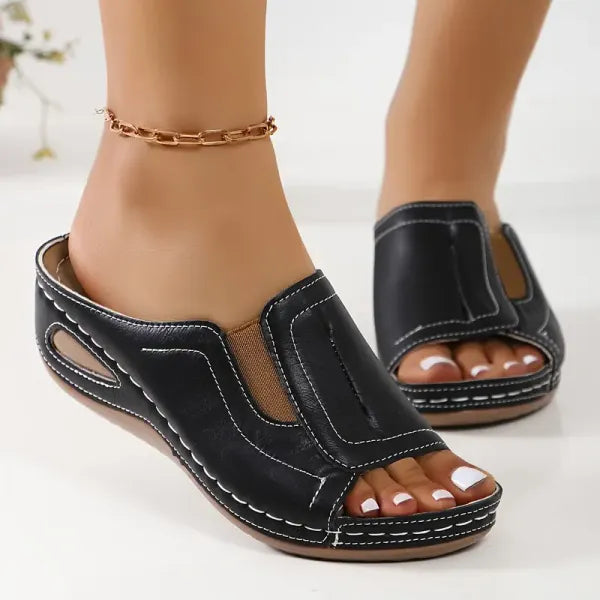 Brunella - Sandali ortopedici confortevoli Nero