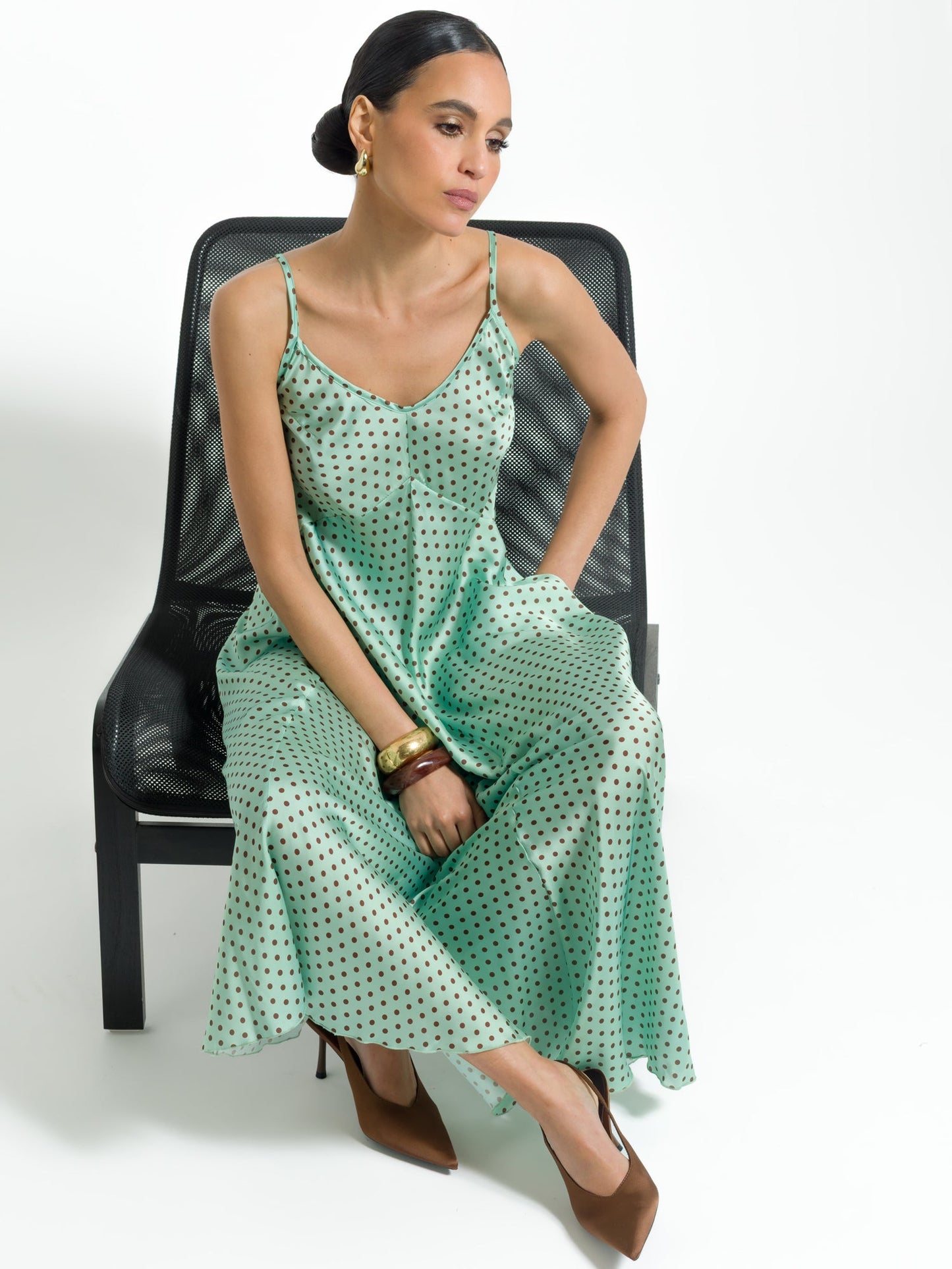 Tranquilla - Abito lungo a pois elegante da donna