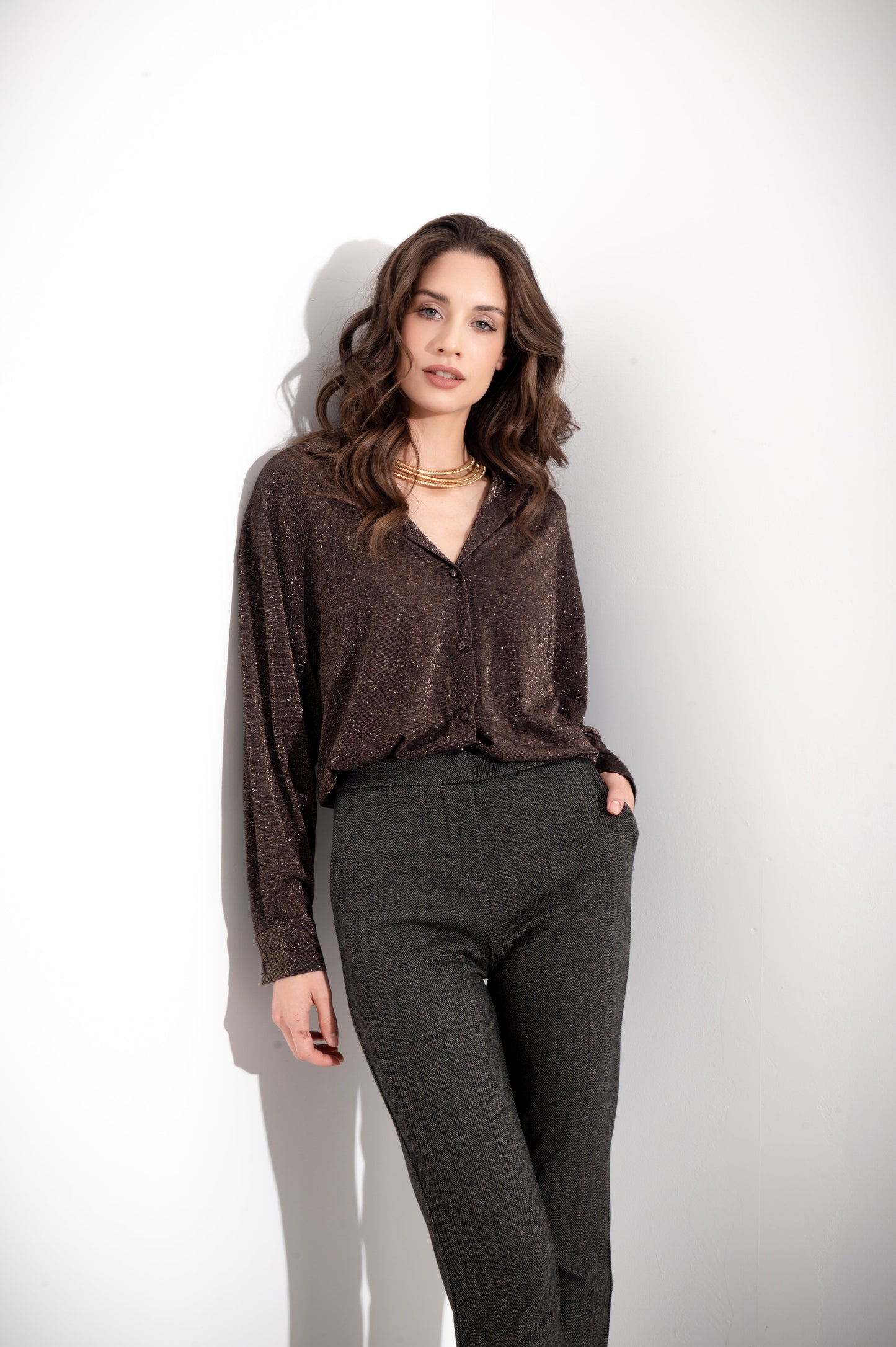 Joanna - Pantaloni da donna a vita alta eleganti