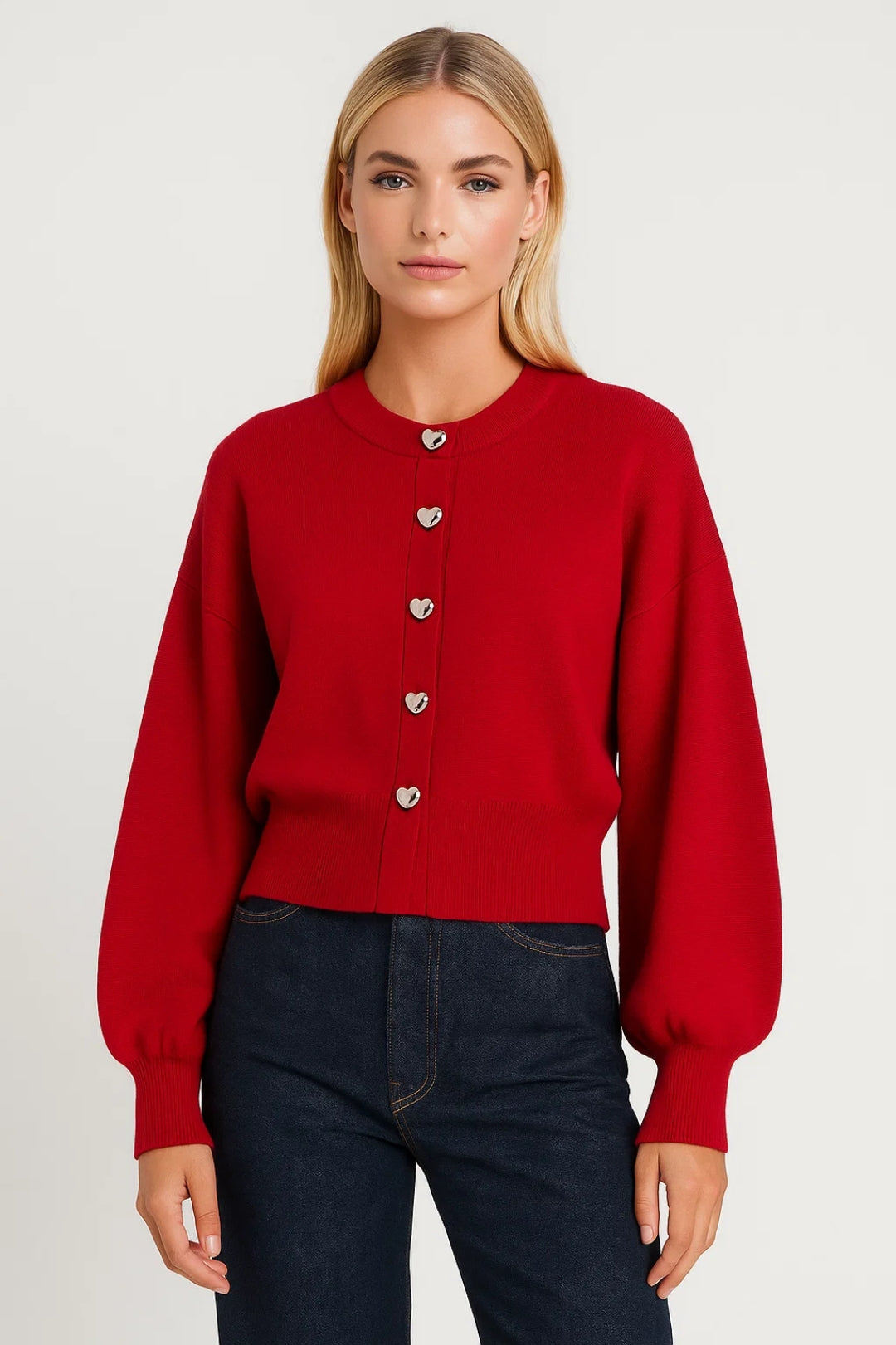 Evelina – Cardigan Corto Con Bottoni A Forma Di Cuore
