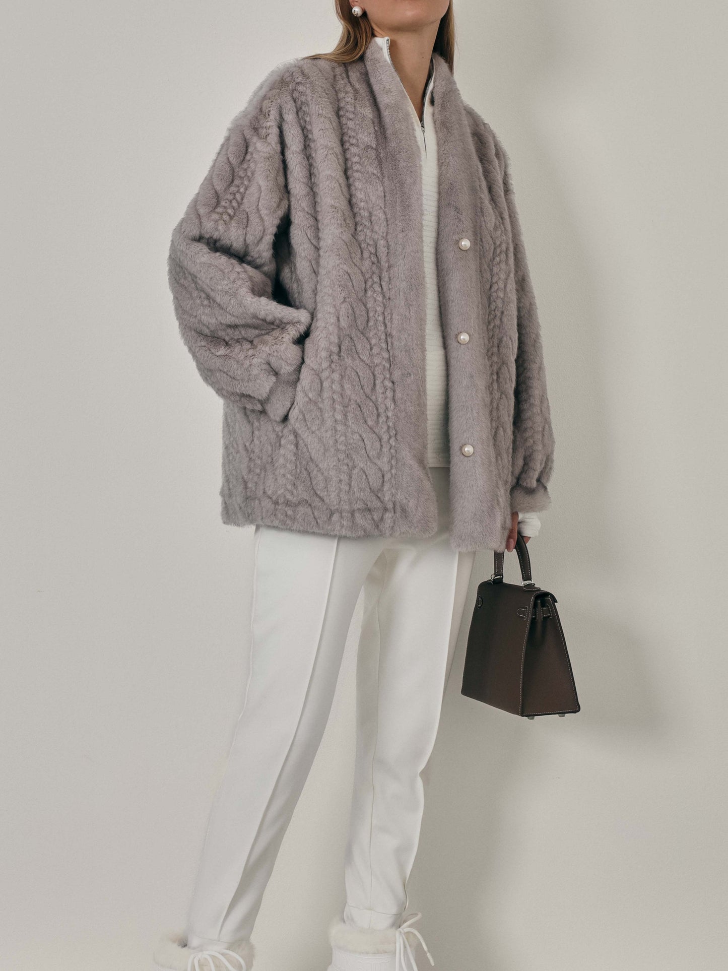 Hanna - Cardigan Invernale con Texture Intrecciata