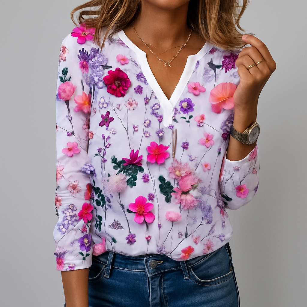 Lelia - Camicetta Donna Casual con Stampa Floreale Elegante