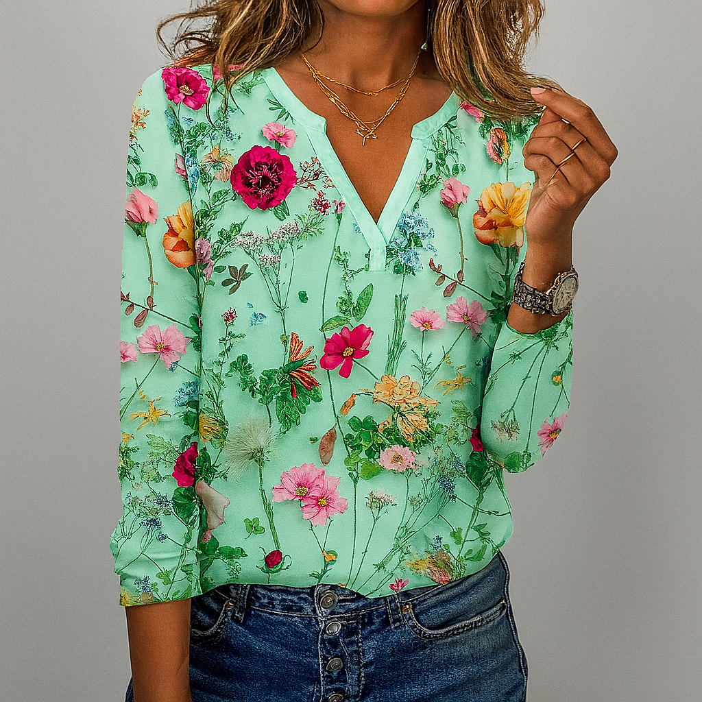 Lelia - Camicetta Donna Casual con Stampa Floreale Elegante