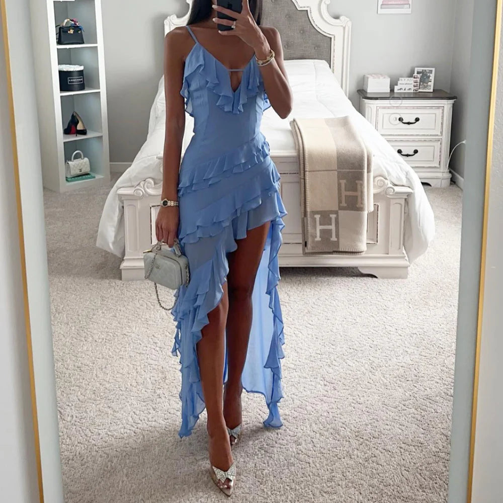 Chiara - Abito midi elegante in chiffon premium Blu 2