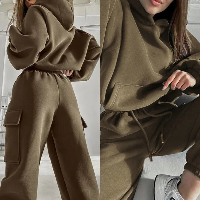 Imelda - Completo Due Pezzi Donna con Felpa e Pantaloni Cargo