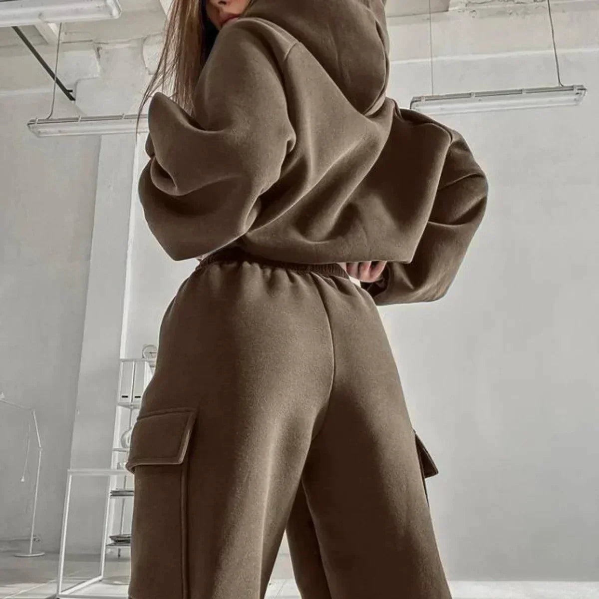 Imelda - Completo Due Pezzi Donna con Felpa e Pantaloni Cargo