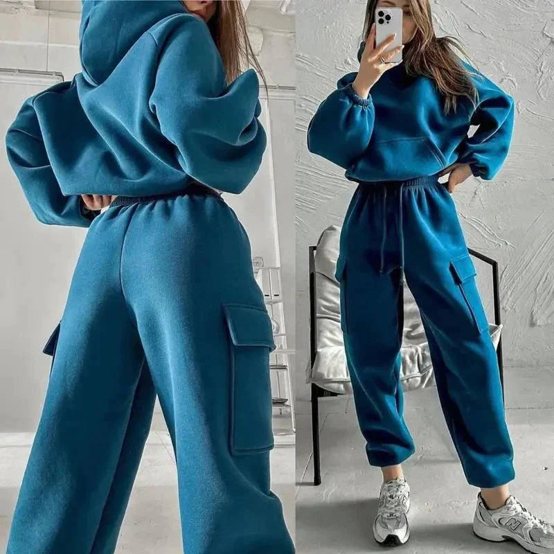 Imelda - Completo Due Pezzi Donna con Felpa e Pantaloni Cargo