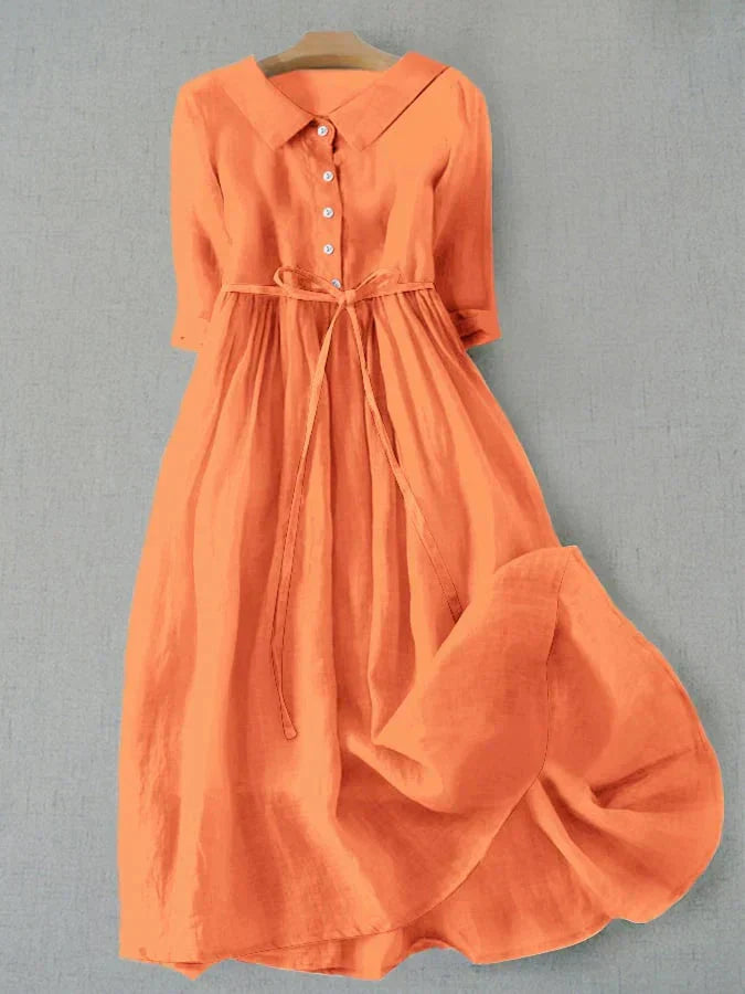 Clara - Vestito in Lino e Mistura Arancione
