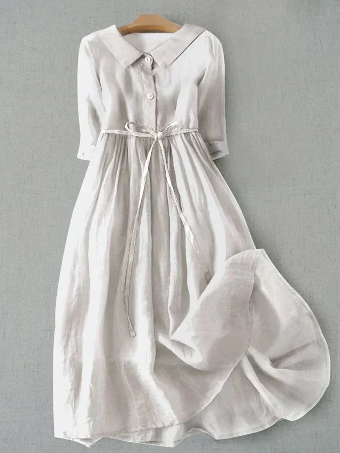 Clara - Vestito in Lino e Mistura Bianco