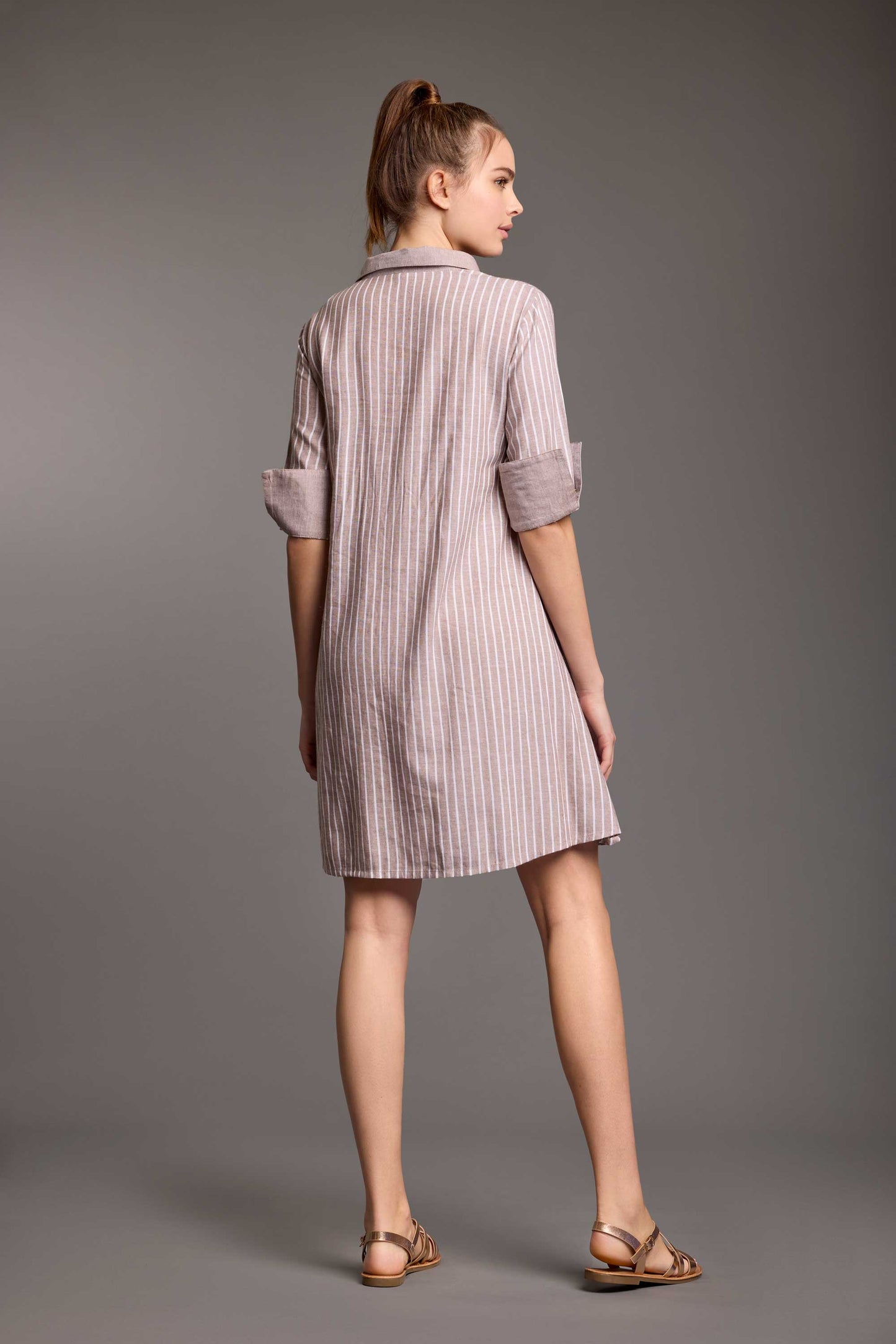 Clara – Abito Camicia Lino Gessato Estivo Casual 5