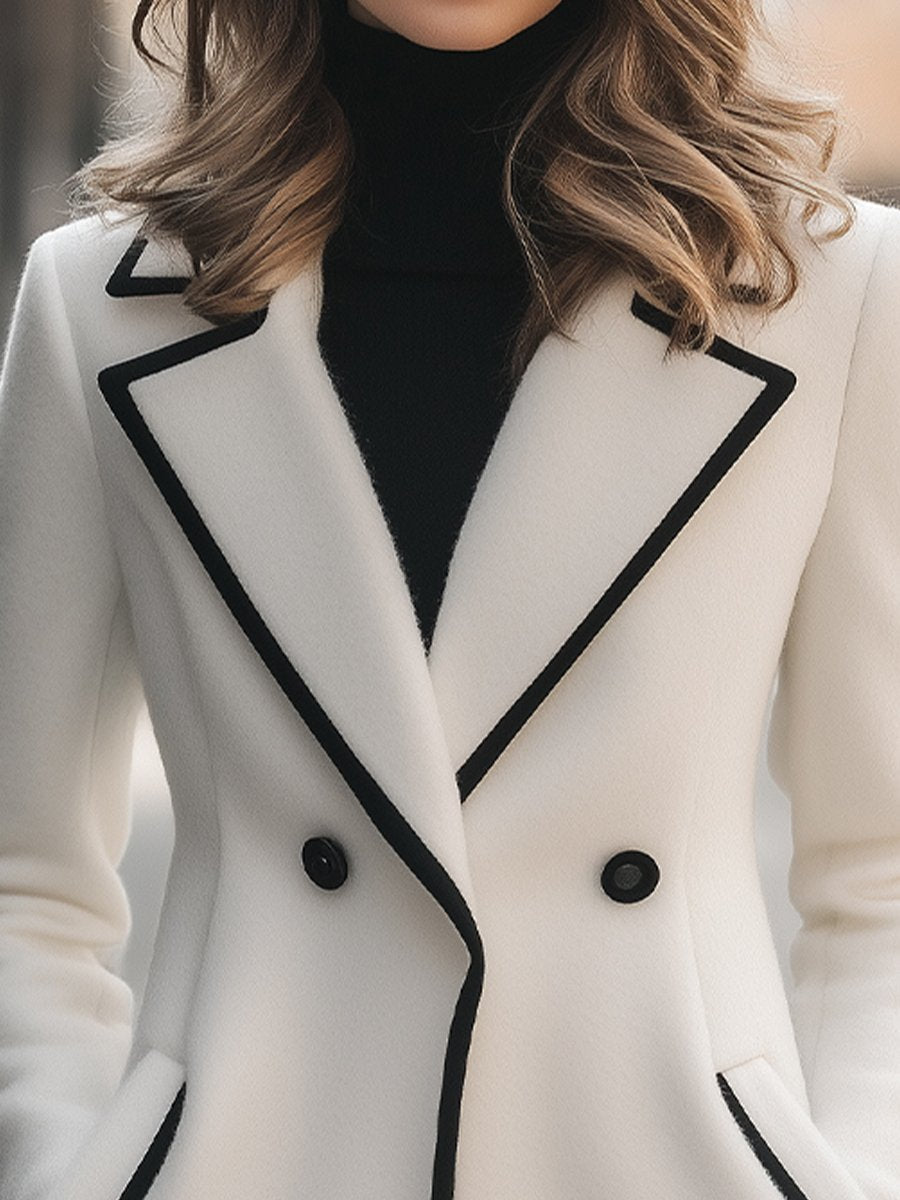 Claudia - Cappotto Donna Bianco Doppio Petto Elegante Bianco