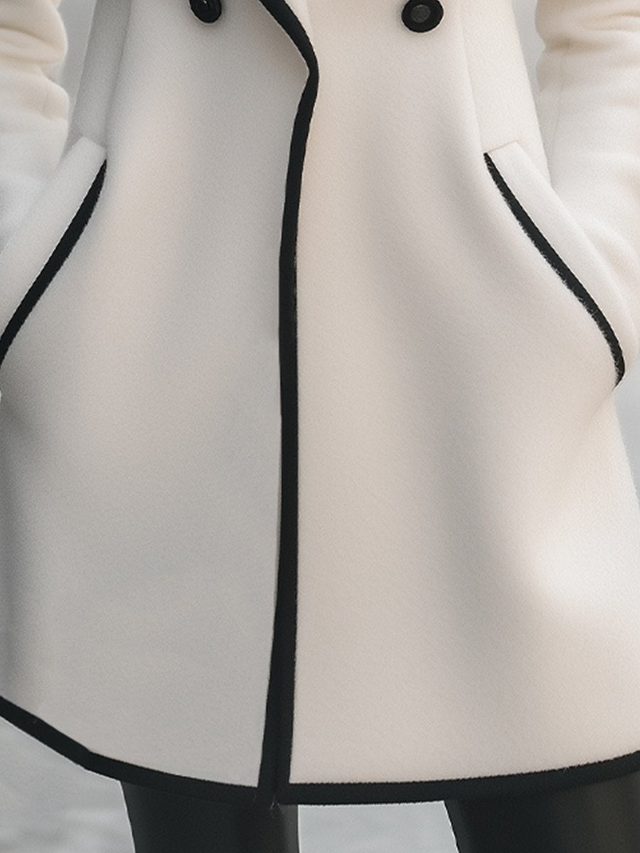 Claudia - Cappotto Donna Bianco Doppio Petto Elegante Bianco