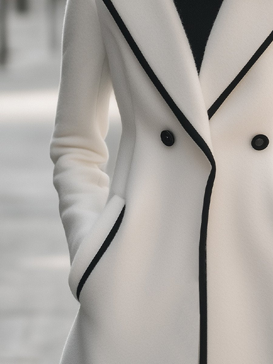 Claudia - Cappotto Donna Bianco Doppio Petto Elegante Bianco