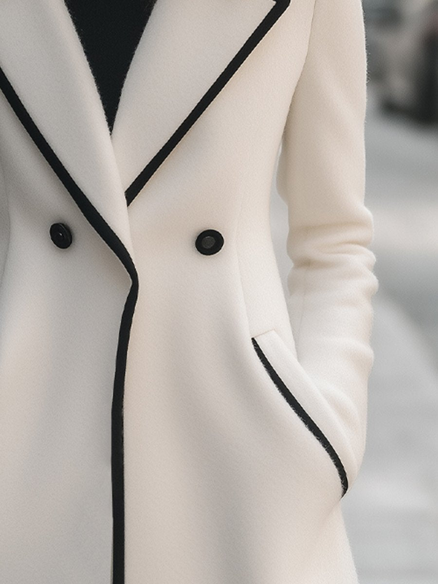 Claudia - Cappotto Donna Bianco Doppio Petto Elegante Bianco