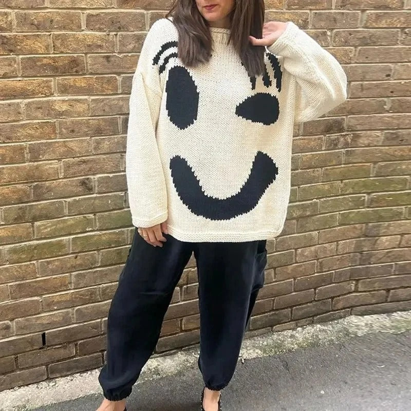 Claudia - Maglione oversize lavorato a maglia per donna Albicocca