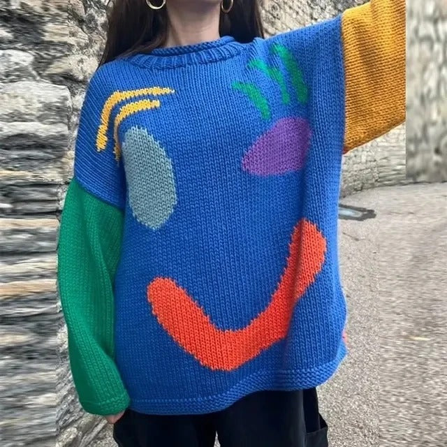 Claudia - Maglione oversize lavorato a maglia per donna Blu
