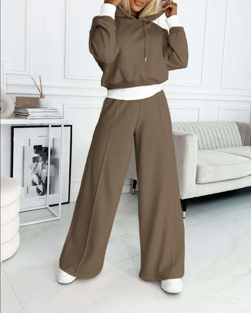 Cora – Set Donna Due Pezzi Maglia e Pantaloni Marrone