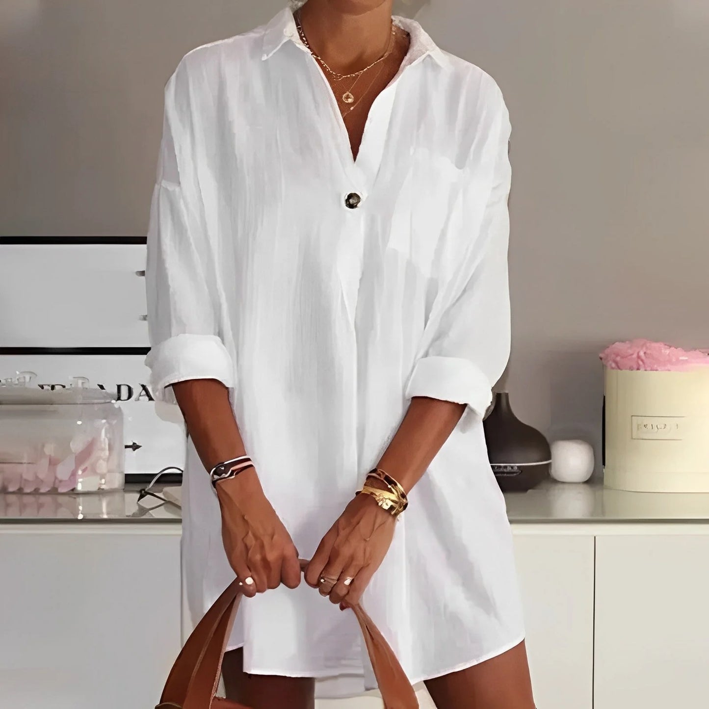 Corinna – Camicia Estiva Donna Mezza Manica Elegante Bianco