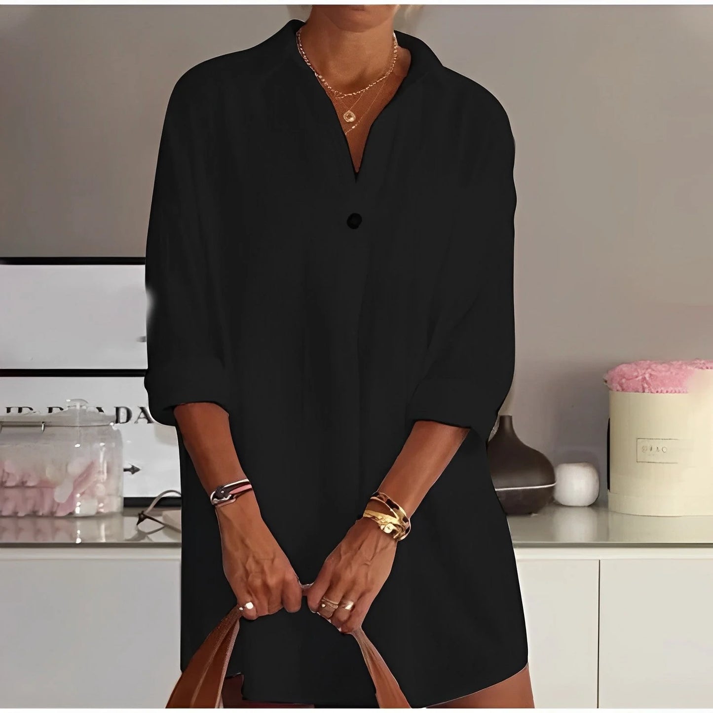 Corinna – Camicia Estiva Donna Mezza Manica Elegante Nero
