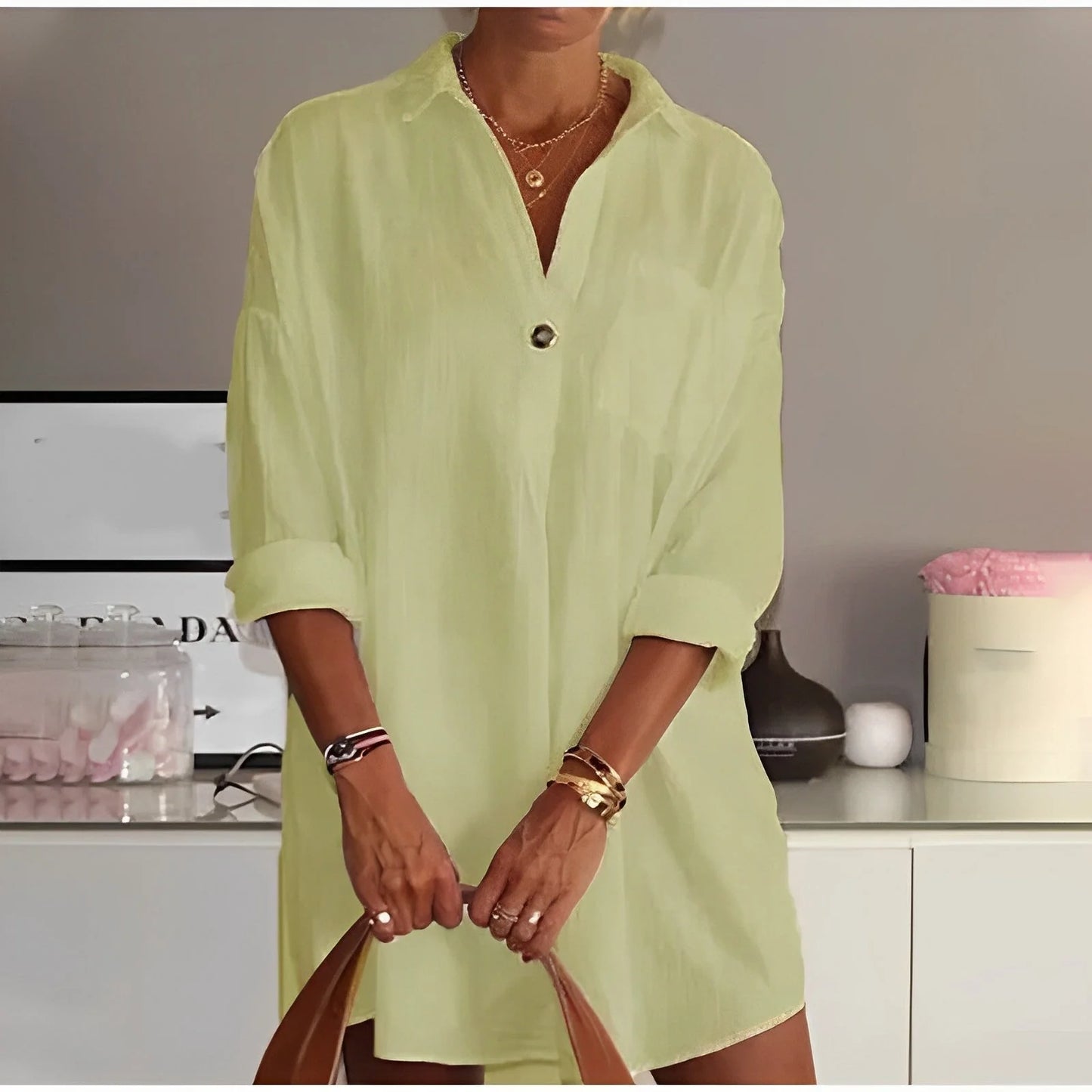 Corinna – Camicia Estiva Donna Mezza Manica Elegante Verde