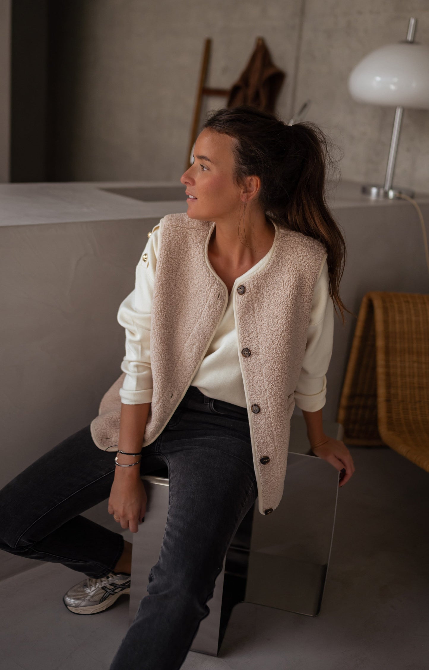 Crocetta – Gilet Donna Elegante in Morbido Tessuto Kaki