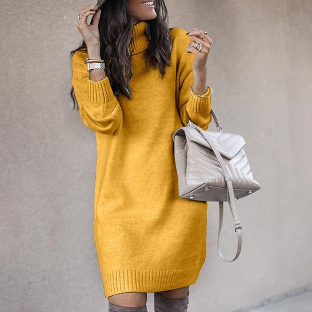 Crocifissa – Abito Donna in Maglia Lungo Invernale Giallo