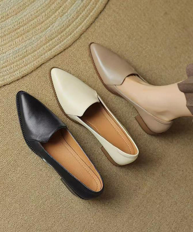 Matinda – Scarpe Chunky Eleganti Splicing Kaki in Pelle di Pecora Punta Affusolata