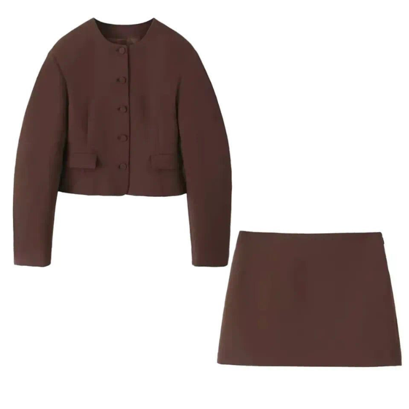 Piera - Completo Elegante Chic da Donna Color Moka