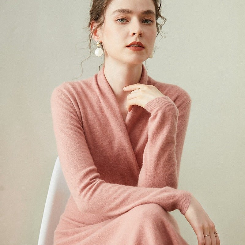 Elena - Abito Donna Cachemire Elegante Midi Pink